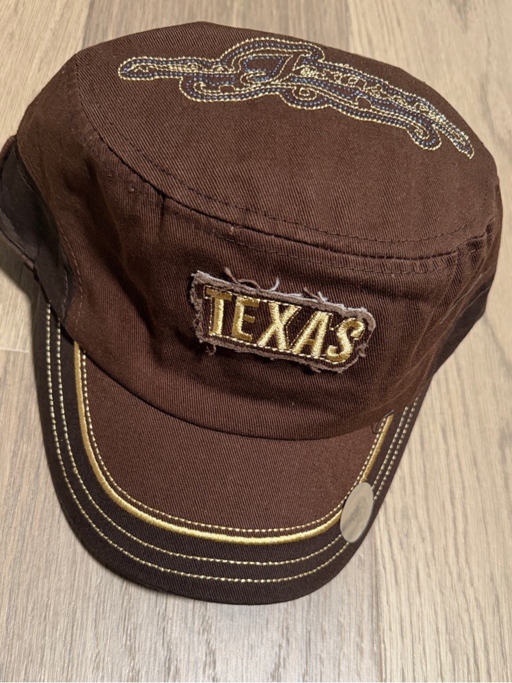 Texas Embroidered Brown Military-Style Cap NEW!